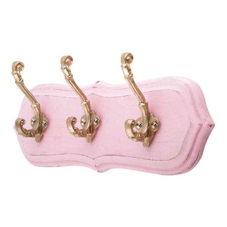 Pink Golden Small Wall Wooden Iron Hooks